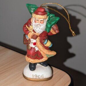 Vintage 1986 Memories of Santa Collection Ceramic 1906 Hanging Ornament Figurine